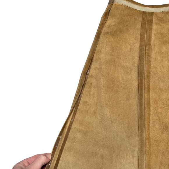 Reformation Tucson Skirt 8 Tan Leather Mini 70s Retro Mod Boho Festival Western - Picture 6 of 11